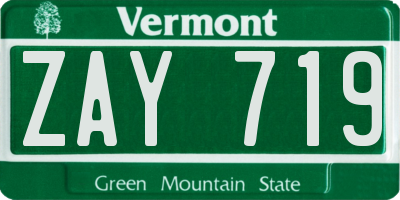 VT license plate ZAY719