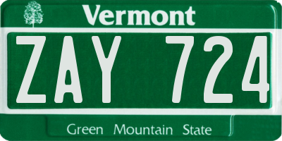 VT license plate ZAY724