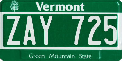 VT license plate ZAY725