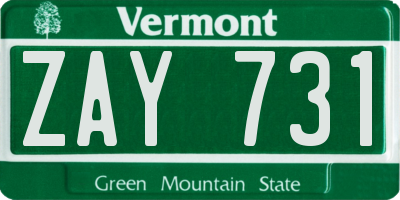 VT license plate ZAY731