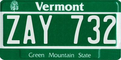 VT license plate ZAY732