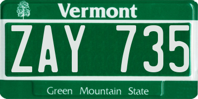 VT license plate ZAY735