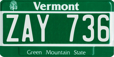 VT license plate ZAY736