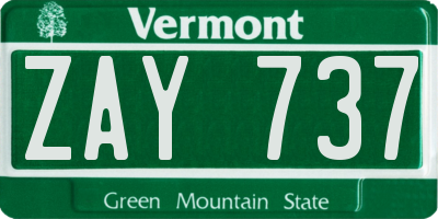 VT license plate ZAY737