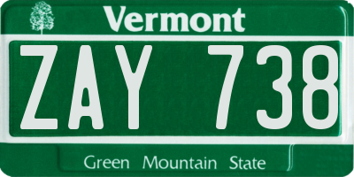 VT license plate ZAY738