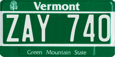 VT license plate ZAY740