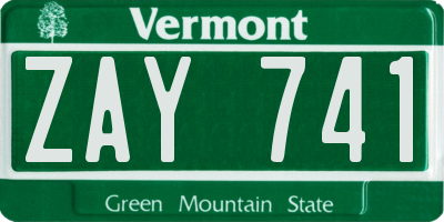 VT license plate ZAY741