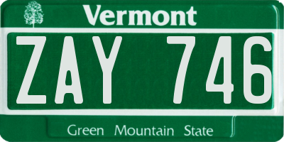 VT license plate ZAY746