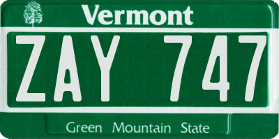 VT license plate ZAY747