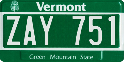 VT license plate ZAY751