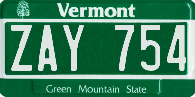 VT license plate ZAY754