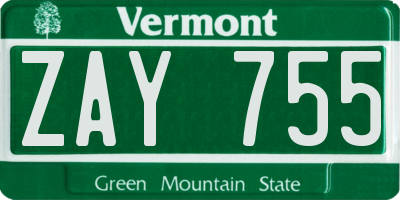 VT license plate ZAY755