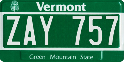 VT license plate ZAY757