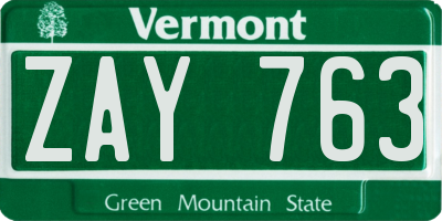 VT license plate ZAY763