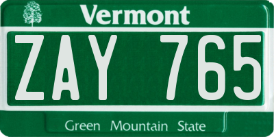 VT license plate ZAY765