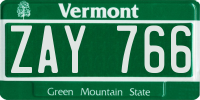 VT license plate ZAY766