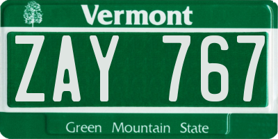 VT license plate ZAY767