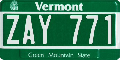 VT license plate ZAY771