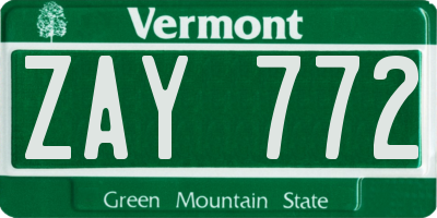VT license plate ZAY772