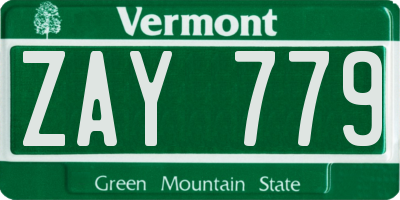 VT license plate ZAY779