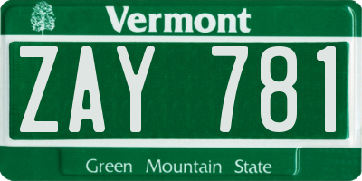 VT license plate ZAY781