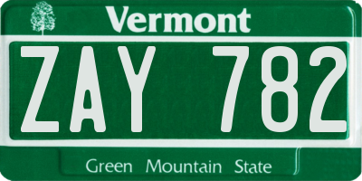 VT license plate ZAY782