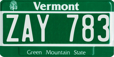 VT license plate ZAY783