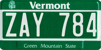 VT license plate ZAY784