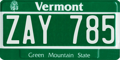 VT license plate ZAY785