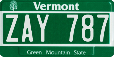 VT license plate ZAY787
