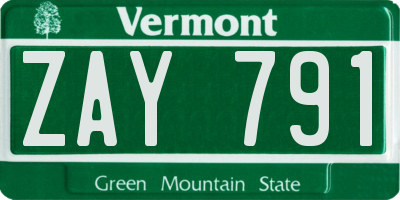 VT license plate ZAY791