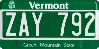 VT license plate ZAY792