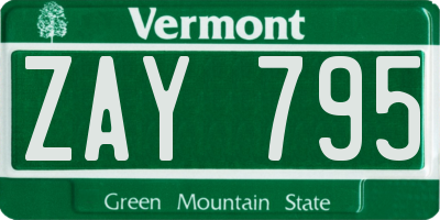 VT license plate ZAY795