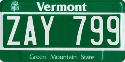 VT license plate ZAY799