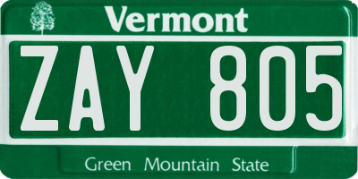 VT license plate ZAY805