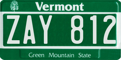 VT license plate ZAY812