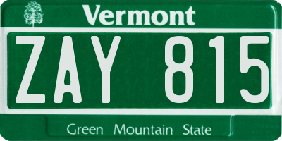 VT license plate ZAY815