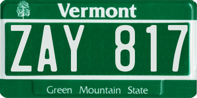 VT license plate ZAY817