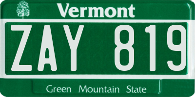 VT license plate ZAY819