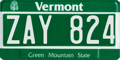 VT license plate ZAY824