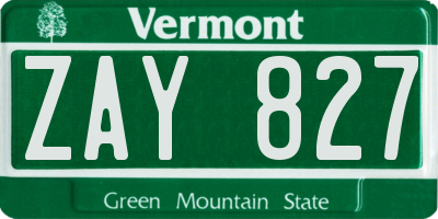 VT license plate ZAY827