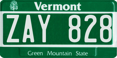VT license plate ZAY828