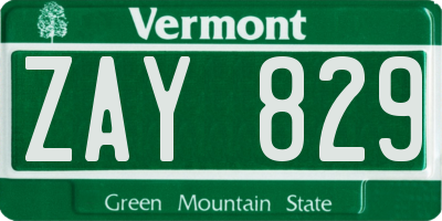 VT license plate ZAY829