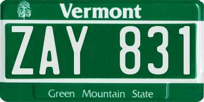 VT license plate ZAY831
