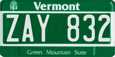 VT license plate ZAY832