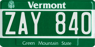 VT license plate ZAY840