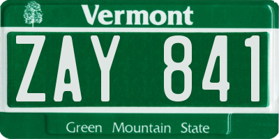 VT license plate ZAY841