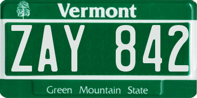 VT license plate ZAY842