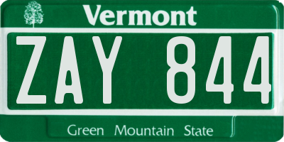 VT license plate ZAY844