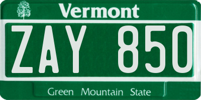 VT license plate ZAY850